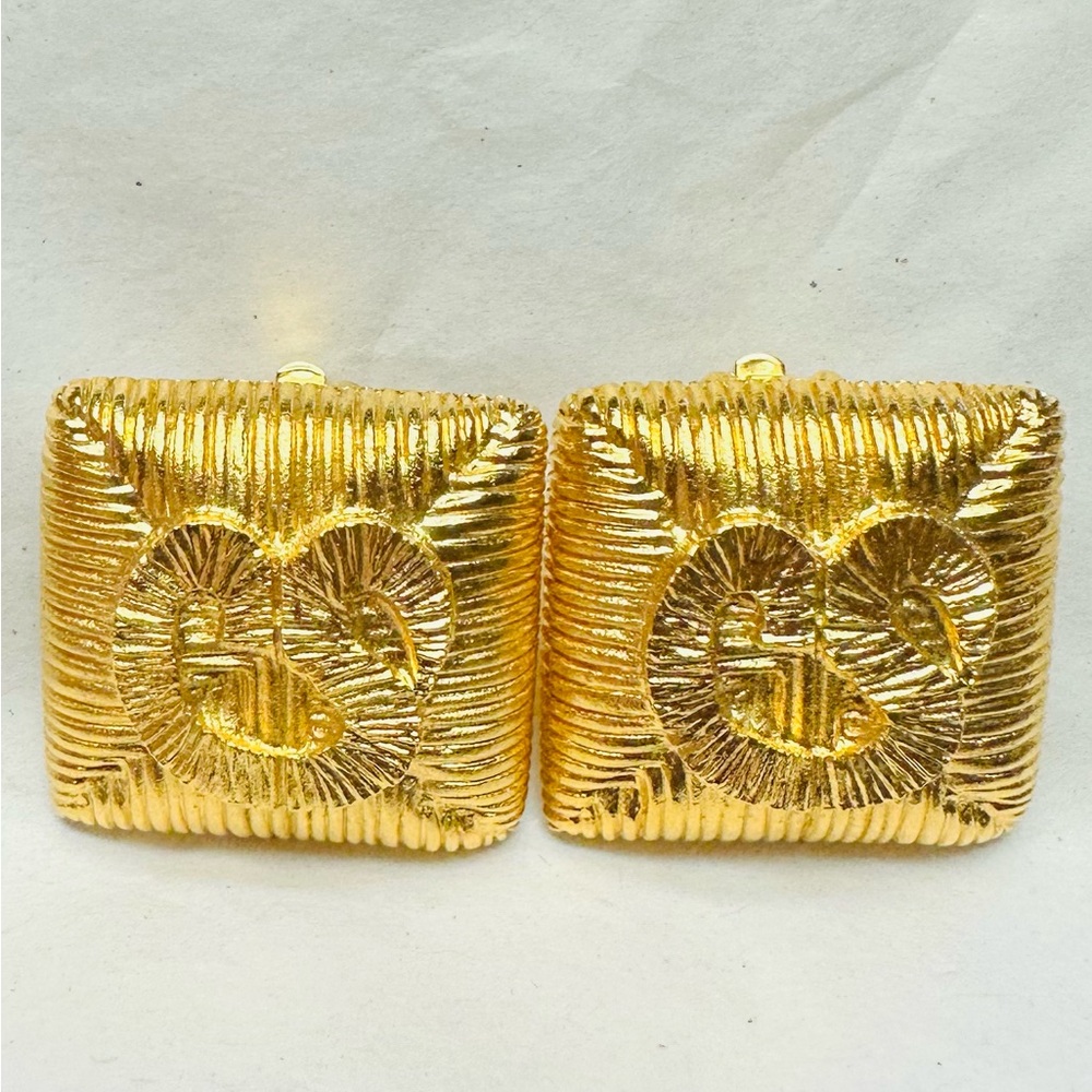 St. John Gold Square Clip-On Earrings